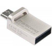 USB флешки Transcend JetFlash 880S USB 3.0 OTG 64Gb (серебристый)
