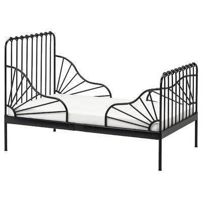 IKEA Раздвижная кровать с реечным дном черный МИННЕН 